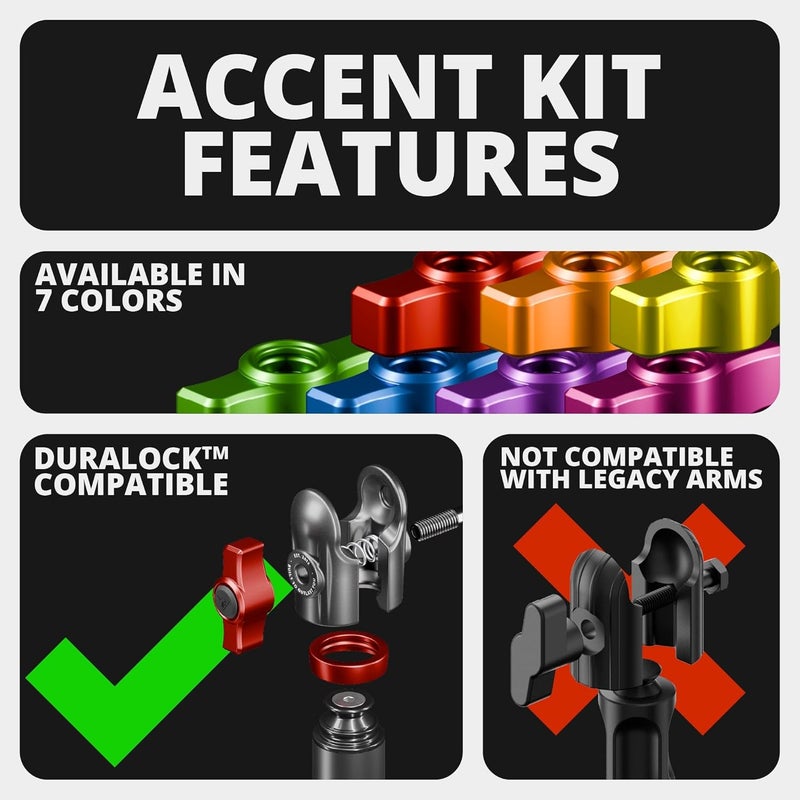 tackform DURALOCK Billet Aluminum Anodized Knob and Ring Accent Kit - ONLY Compatible DuraLock 20 Series Arms | 2 Knobs & 2 Rings Included | Purple - Image 5